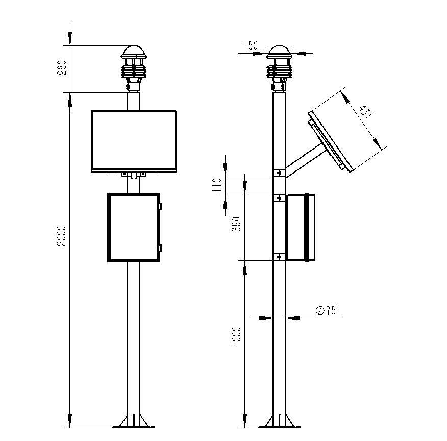 氣象監測系統產品尺寸圖